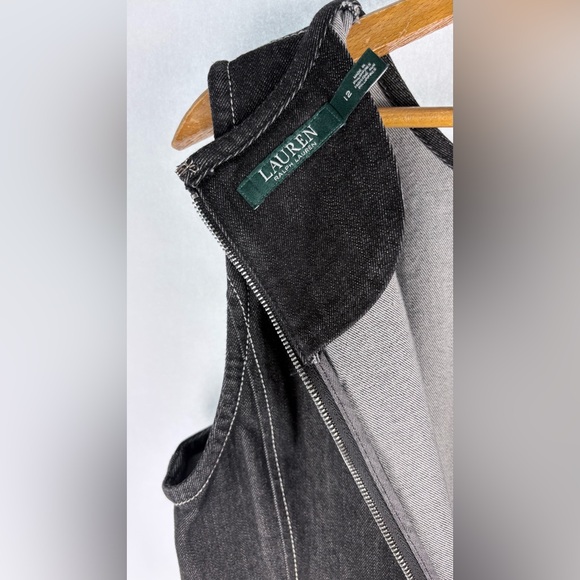 Lauren by Ralph Lauren Black Denim Sheath Dress Size 12 - Picture 4 of 5